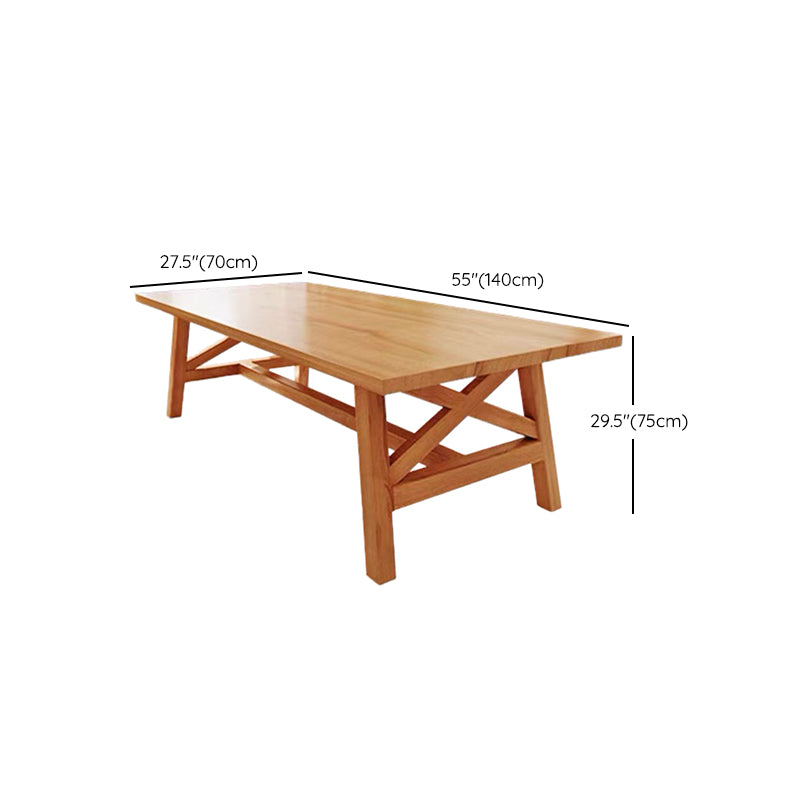 Wooden Trestle Base Dining Table Mid-Century Rectangle Kitchen Desk