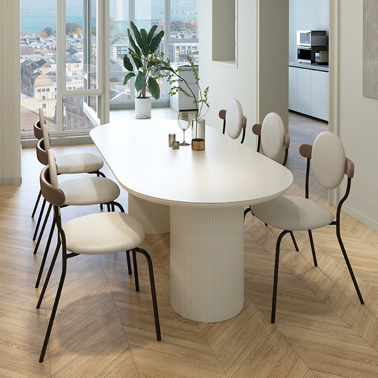 Metal and Slate Table Modern Minimalist Home Wood Base Dining Table Oval 70.9"L x 35.4"W x 29.5"H Without Chairs Clearhalo 'Dining Tables & Seating' 'Dining Tables' 'dining_table' 'furn' 'furn_dining_table' 'Furniture' 'Kitchen & Dining Furniture' 6266650