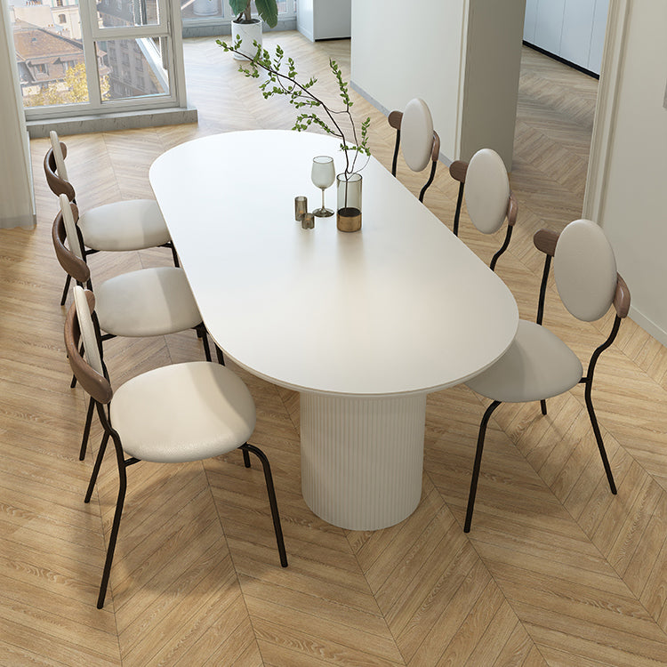 Metal and Slate Table Modern Minimalist Home Wood Base Dining Table Oval 78.7"L x 35.4"W x 29.5"H Without Chairs Clearhalo 'Dining Tables & Seating' 'Dining Tables' 'dining_table' 'furn' 'furn_dining_table' 'Furniture' 'Kitchen & Dining Furniture' 6266651