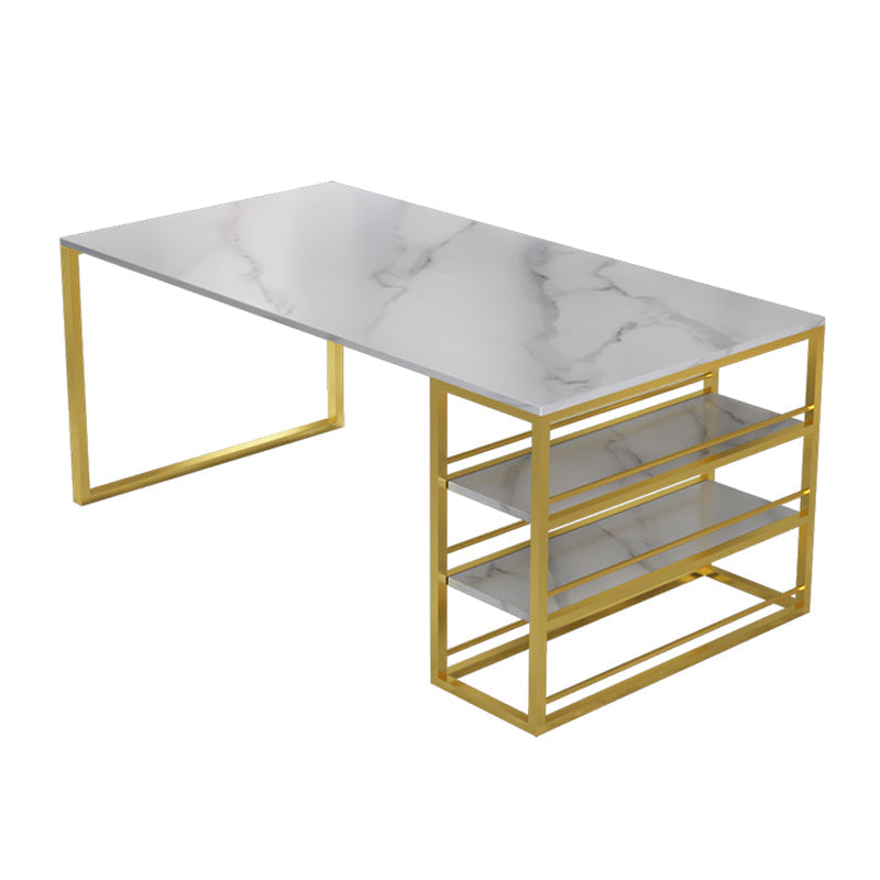 Metal and Slate Table Contemporary Family Rectangular Dining Table White Without Chairs Clearhalo 'Dining Tables & Seating' 'Dining Tables' 'dining_table' 'furn' 'furn_dining_table' 'Furniture' 'Kitchen & Dining Furniture' 6266718