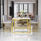 Metal and Slate Table Contemporary Family Rectangular Dining Table White 51.2"L x 27.6"W x 29.5"H Without Chairs Clearhalo 'Dining Tables & Seating' 'Dining Tables' 'dining_table' 'furn' 'furn_dining_table' 'Furniture' 'Kitchen & Dining Furniture' 6266720