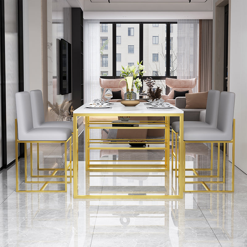 Metal and Slate Table Contemporary Family Rectangular Dining Table White 51.2"L x 27.6"W x 29.5"H Without Chairs Clearhalo 'Dining Tables & Seating' 'Dining Tables' 'dining_table' 'furn' 'furn_dining_table' 'Furniture' 'Kitchen & Dining Furniture' 6266720