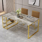 Metal and Slate Table Contemporary Family Rectangular Dining Table Gray 51.2"L x 27.6"W x 29.5"H Without Chairs Clearhalo 'Dining Tables & Seating' 'Dining Tables' 'dining_table' 'furn' 'furn_dining_table' 'Furniture' 'Kitchen & Dining Furniture' 6266721