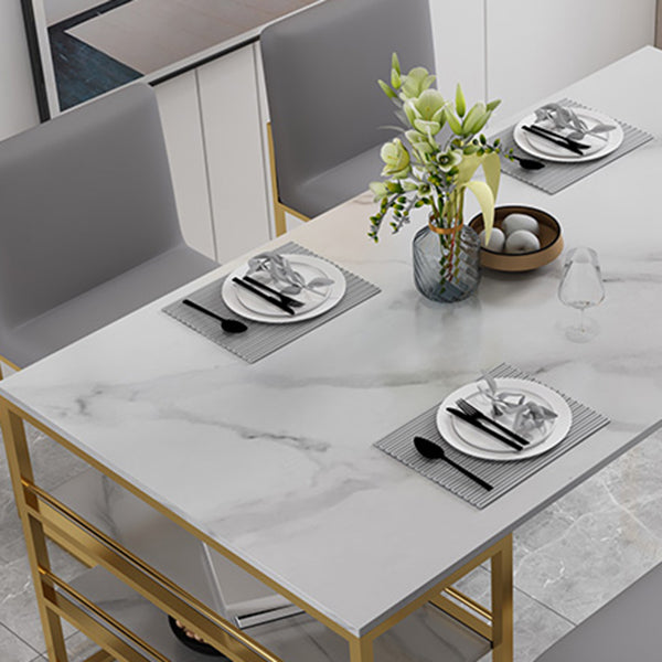 Metal and Slate Table Contemporary Family Rectangular Dining Table Clearhalo 'Dining Tables & Seating' 'Dining Tables' 'dining_table' 'furn' 'furn_dining_table' 'Furniture' 'Kitchen & Dining Furniture' 6266723