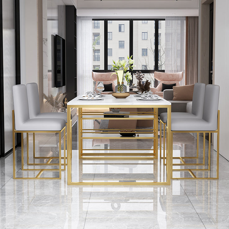 Metal and Slate Table Contemporary Family Rectangular Dining Table Clearhalo 'Dining Tables & Seating' 'Dining Tables' 'dining_table' 'furn' 'furn_dining_table' 'Furniture' 'Kitchen & Dining Furniture' 6266724