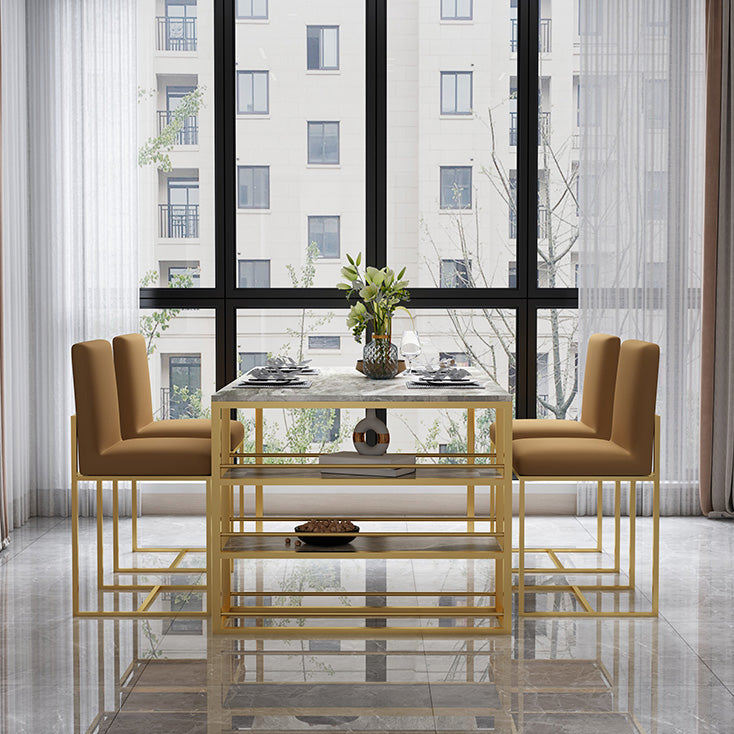 Metal and Slate Table Contemporary Family Rectangular Dining Table Clearhalo 'Dining Tables & Seating' 'Dining Tables' 'dining_table' 'furn' 'furn_dining_table' 'Furniture' 'Kitchen & Dining Furniture' 6266725