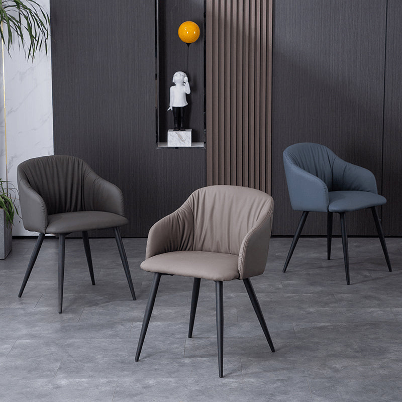 Industriële faux lederen eetkamerstoel gestoffeerde tankstoel met metalen benen