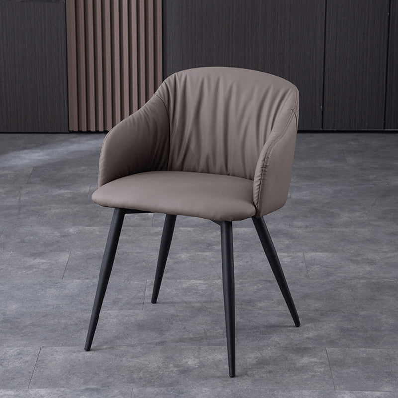 Industriële faux lederen eetkamerstoel gestoffeerde tankstoel met metalen benen