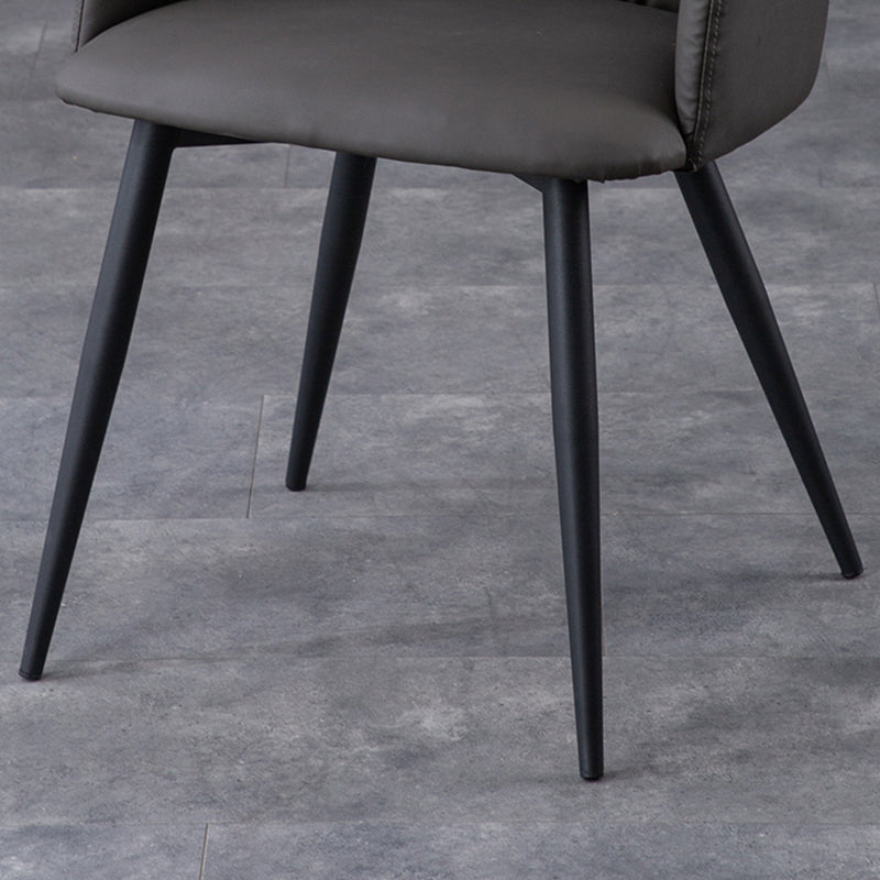 Industriële faux lederen eetkamerstoel gestoffeerde tankstoel met metalen benen