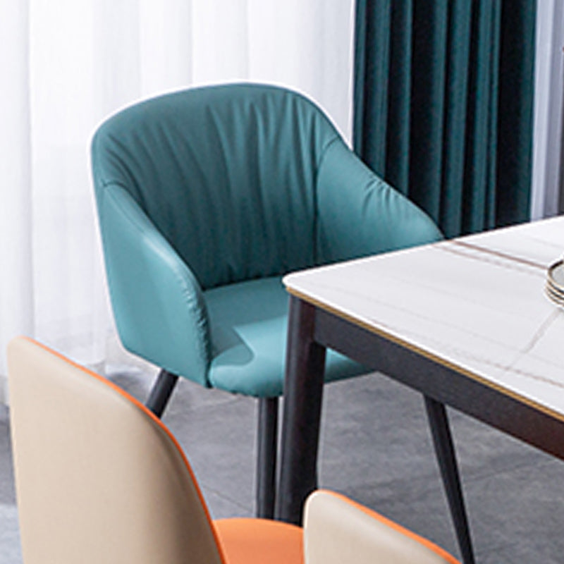 Industriële faux lederen eetkamerstoel gestoffeerde tankstoel met metalen benen