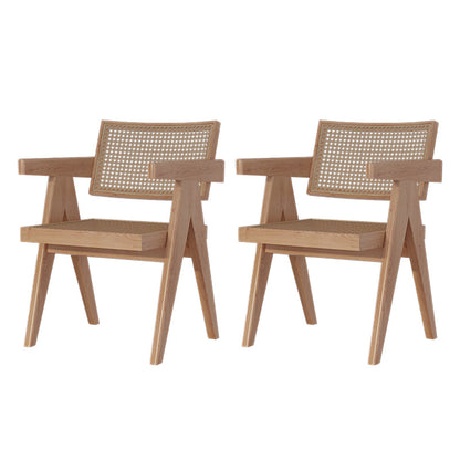 Wood Side Dining Arm Chair Traditional Open Back Dining Side Chair in Natural 2 Piece Set Clearhalo 'Dining Chairs' 'Dining Tables & Seating' 'dining_chair' 'furn' 'furn_dining_chair' 'Furniture' 'Kitchen & Dining Furniture' 6266836