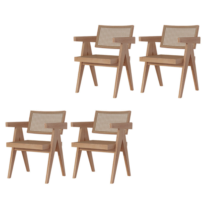 Wood Side Dining Arm Chair Traditional Open Back Dining Side Chair in Natural 4 Piece Set Clearhalo 'Dining Chairs' 'Dining Tables & Seating' 'dining_chair' 'furn' 'furn_dining_chair' 'Furniture' 'Kitchen & Dining Furniture' 6266837