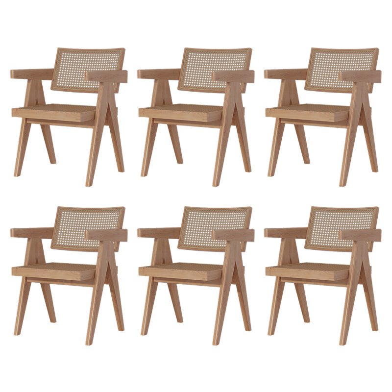 Wood Side Dining Arm Chair Traditional Open Back Dining Side Chair in Natural 6 Piece Set Clearhalo 'Dining Chairs' 'Dining Tables & Seating' 'dining_chair' 'furn' 'furn_dining_chair' 'Furniture' 'Kitchen & Dining Furniture' 6266839