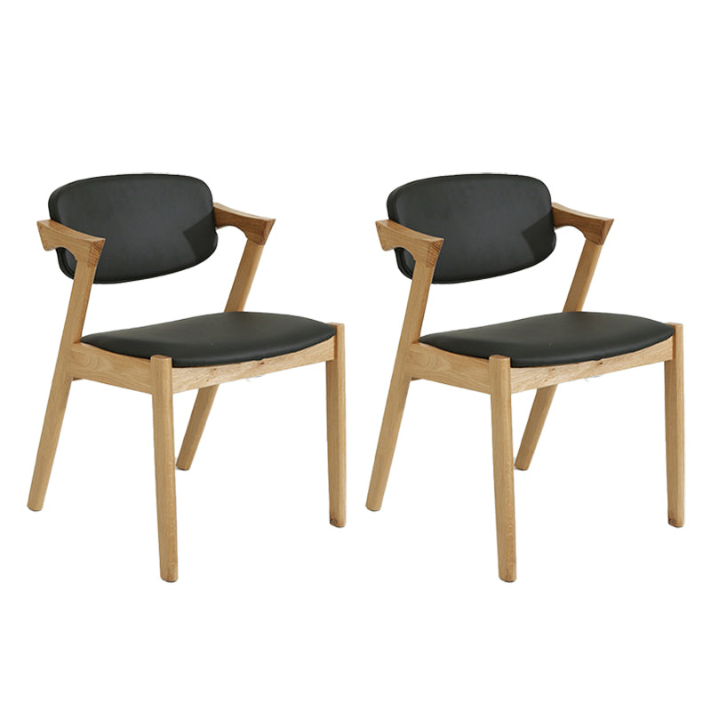 Wood Side Dining Chairs Contemporary Open Back Dining Side Chair in Black 2 Piece Set Natural Wood Clearhalo 'Dining Chairs' 'Dining Tables & Seating' 'dining_chair' 'furn' 'furn_dining_chair' 'Furniture' 'Kitchen & Dining Furniture' 6266912