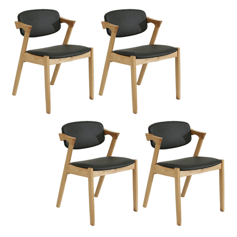 Wood Side Dining Chairs Contemporary Open Back Dining Side Chair in Black 4 Piece Set Natural Wood Clearhalo 'Dining Chairs' 'Dining Tables & Seating' 'dining_chair' 'furn' 'furn_dining_chair' 'Furniture' 'Kitchen & Dining Furniture' 6266914