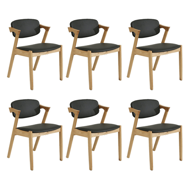 Wood Side Dining Chairs Contemporary Open Back Dining Side Chair in Black 6 Piece Set Natural Wood Clearhalo 'Dining Chairs' 'Dining Tables & Seating' 'dining_chair' 'furn' 'furn_dining_chair' 'Furniture' 'Kitchen & Dining Furniture' 6266915