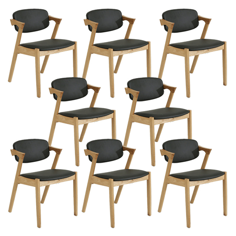 Wood Side Dining Chairs Contemporary Open Back Dining Side Chair in Black 8 Piece Set Natural Wood Clearhalo 'Dining Chairs' 'Dining Tables & Seating' 'dining_chair' 'furn' 'furn_dining_chair' 'Furniture' 'Kitchen & Dining Furniture' 6266917