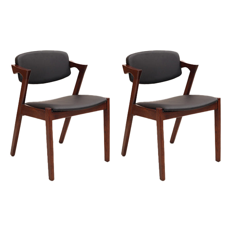 Wood Side Dining Chairs Contemporary Open Back Dining Side Chair in Black 2 Piece Set Walnut Clearhalo 'Dining Chairs' 'Dining Tables & Seating' 'dining_chair' 'furn' 'furn_dining_chair' 'Furniture' 'Kitchen & Dining Furniture' 6266920