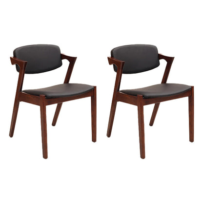 Wood Side Dining Chairs Contemporary Open Back Dining Side Chair in Black 2 Piece Set Walnut Clearhalo 'Dining Chairs' 'Dining Tables & Seating' 'dining_chair' 'furn' 'furn_dining_chair' 'Furniture' 'Kitchen & Dining Furniture' 6266920