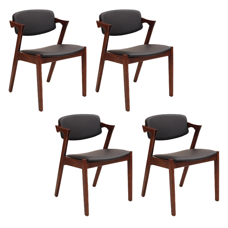 Wood Side Dining Chairs Contemporary Open Back Dining Side Chair in Black 4 Piece Set Walnut Clearhalo 'Dining Chairs' 'Dining Tables & Seating' 'dining_chair' 'furn' 'furn_dining_chair' 'Furniture' 'Kitchen & Dining Furniture' 6266922