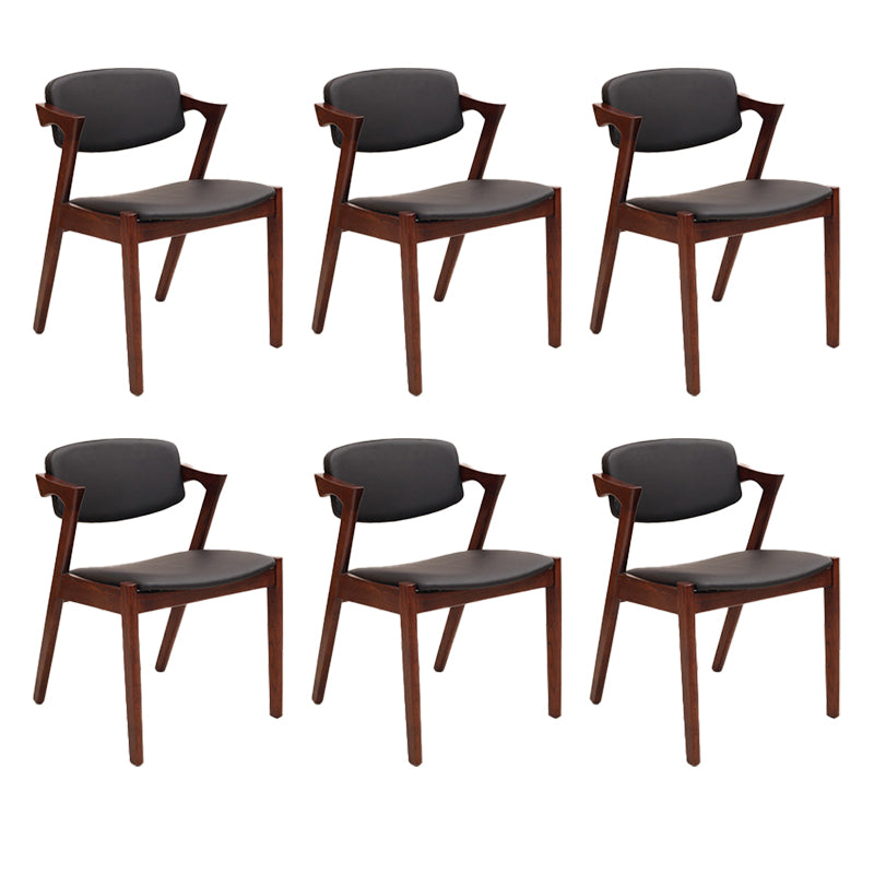 Wood Side Dining Chairs Contemporary Open Back Dining Side Chair in Black 6 Piece Set Walnut Clearhalo 'Dining Chairs' 'Dining Tables & Seating' 'dining_chair' 'furn' 'furn_dining_chair' 'Furniture' 'Kitchen & Dining Furniture' 6266924