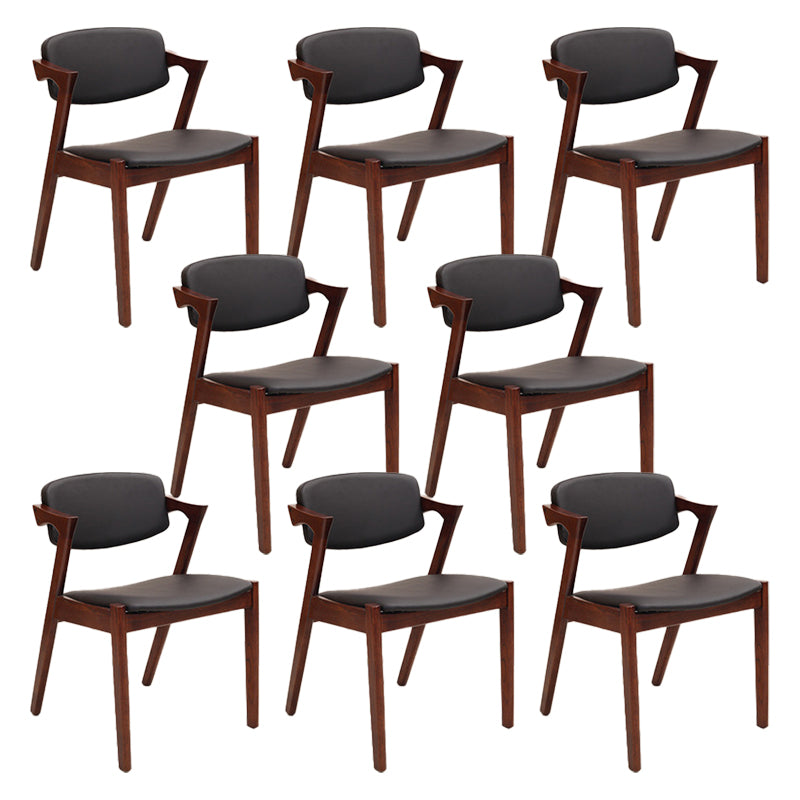 Wood Side Dining Chairs Contemporary Open Back Dining Side Chair in Black 8 Piece Set Walnut Clearhalo 'Dining Chairs' 'Dining Tables & Seating' 'dining_chair' 'furn' 'furn_dining_chair' 'Furniture' 'Kitchen & Dining Furniture' 6266926