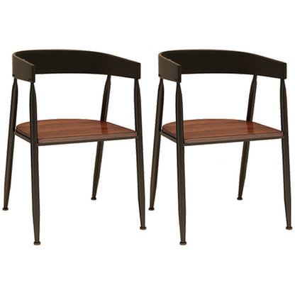 Contemporary Kitchen Dining Armchair Metal Side Dining Chairs in Black