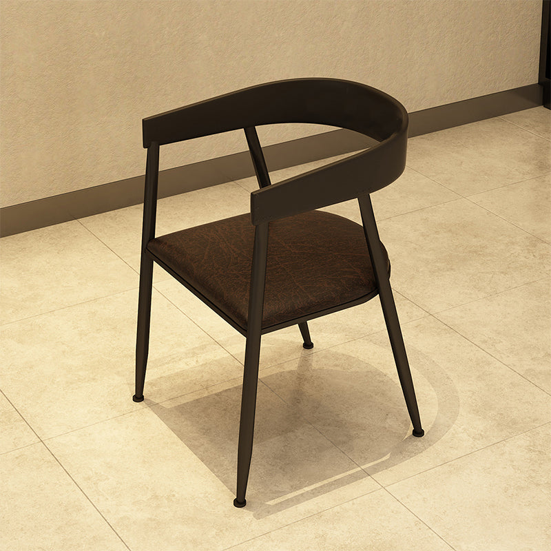 Contemporary Kitchen Dining Armchair Metal Side Dining Chairs in Black