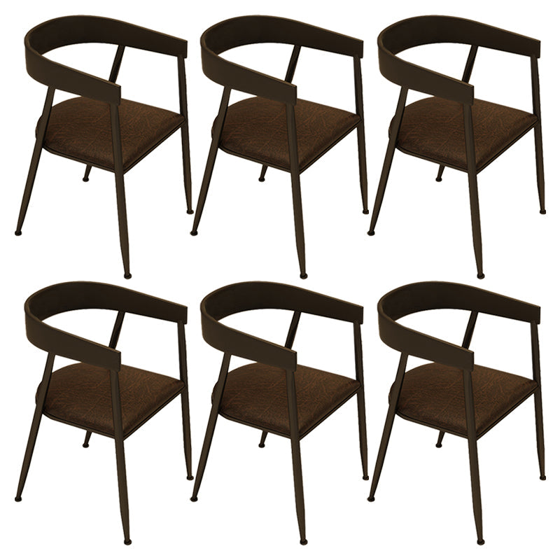 Contemporary Kitchen Dining Armchair Metal Side Dining Chairs in Black