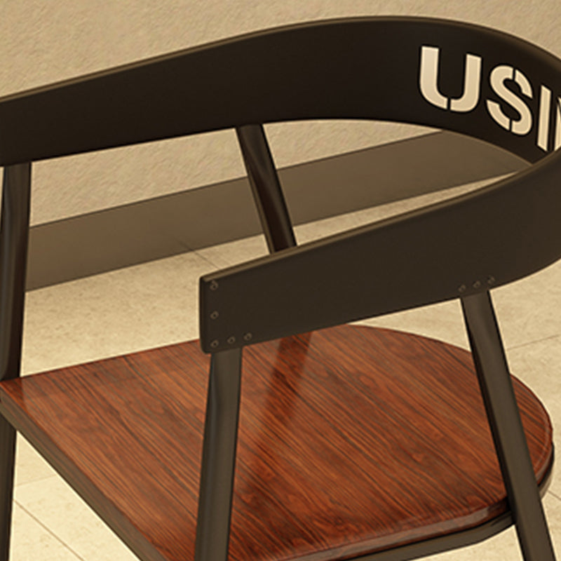 Contemporary Kitchen Dining Armchair Metal Side Dining Chairs in Black