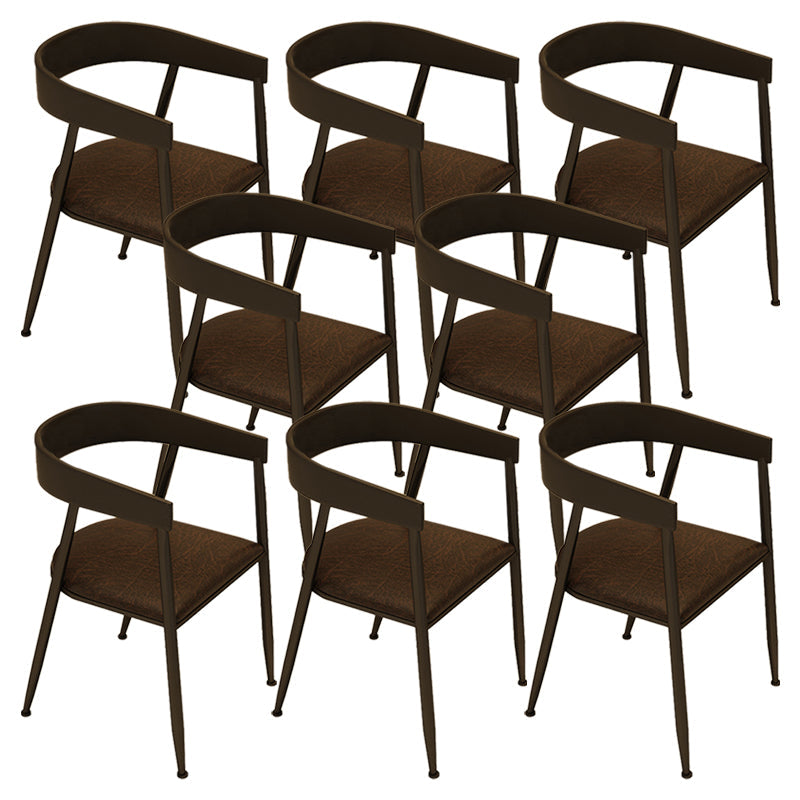 Contemporary Kitchen Dining Armchair Metal Side Dining Chairs in Black