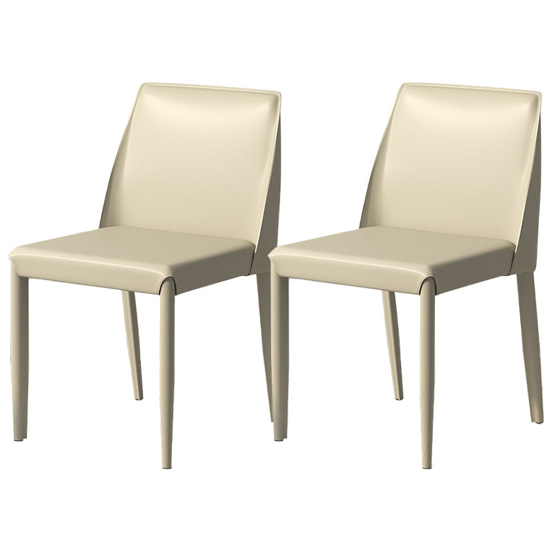 Eigentijdse metalen eetkamerstoel faux lederen armloze eetkamerstoel voor thuisgebruik