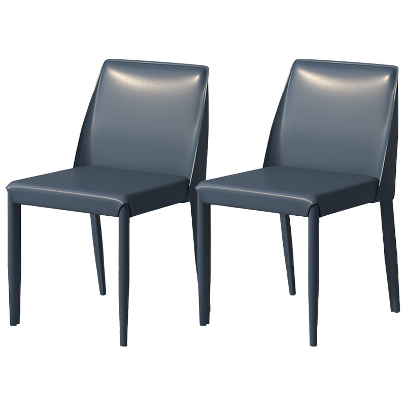 Eigentijdse metalen eetkamerstoel faux lederen armloze eetkamerstoel voor thuisgebruik