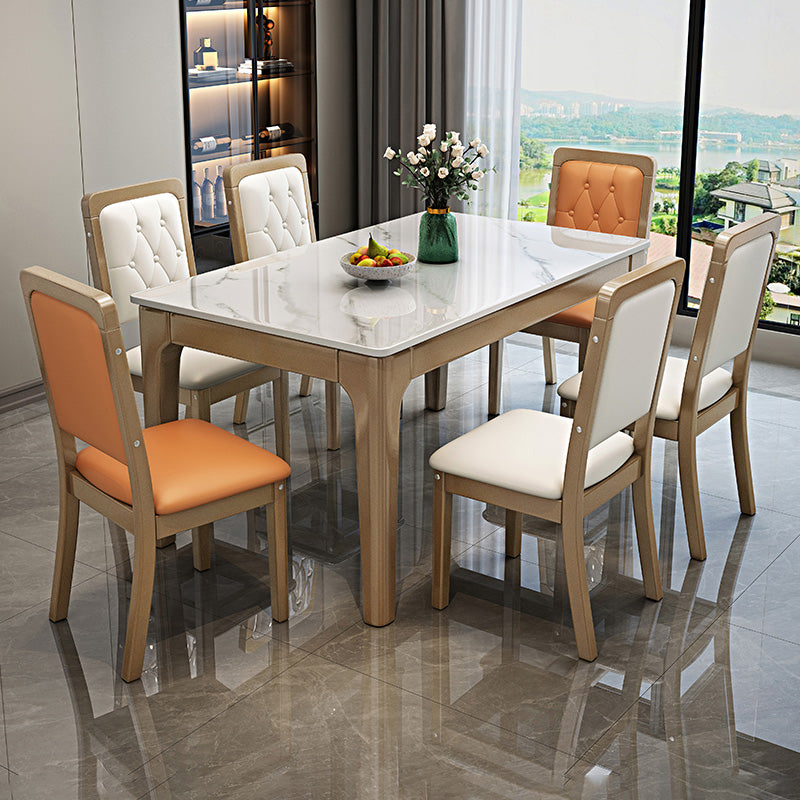 Contemporary Wood Dining Armless Chair Open Back Dining Side Chair