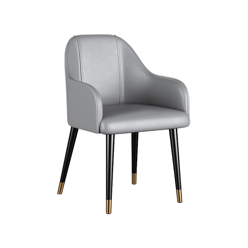 Glam Faux Leather Dining Chairs Metal Arm Dining Room Chairs Grey 1 Piece Clearhalo 'Dining Chairs' 'Dining Tables & Seating' 'dining_chair' 'furn' 'furn_dining_chair' 'Furniture' 'Kitchen & Dining Furniture' 6267185