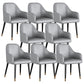 Glam Faux Leather Dining Chairs Metal Arm Dining Room Chairs Grey 8 Piece Set Clearhalo 'Dining Chairs' 'Dining Tables & Seating' 'dining_chair' 'furn' 'furn_dining_chair' 'Furniture' 'Kitchen & Dining Furniture' 6267192