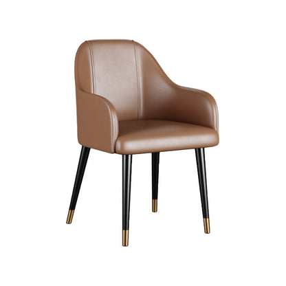 Glam Faux Leather Dining Chairs Metal Arm Dining Room Chairs Brown 1 Piece Clearhalo 'Dining Chairs' 'Dining Tables & Seating' 'dining_chair' 'furn' 'furn_dining_chair' 'Furniture' 'Kitchen & Dining Furniture' 6267195