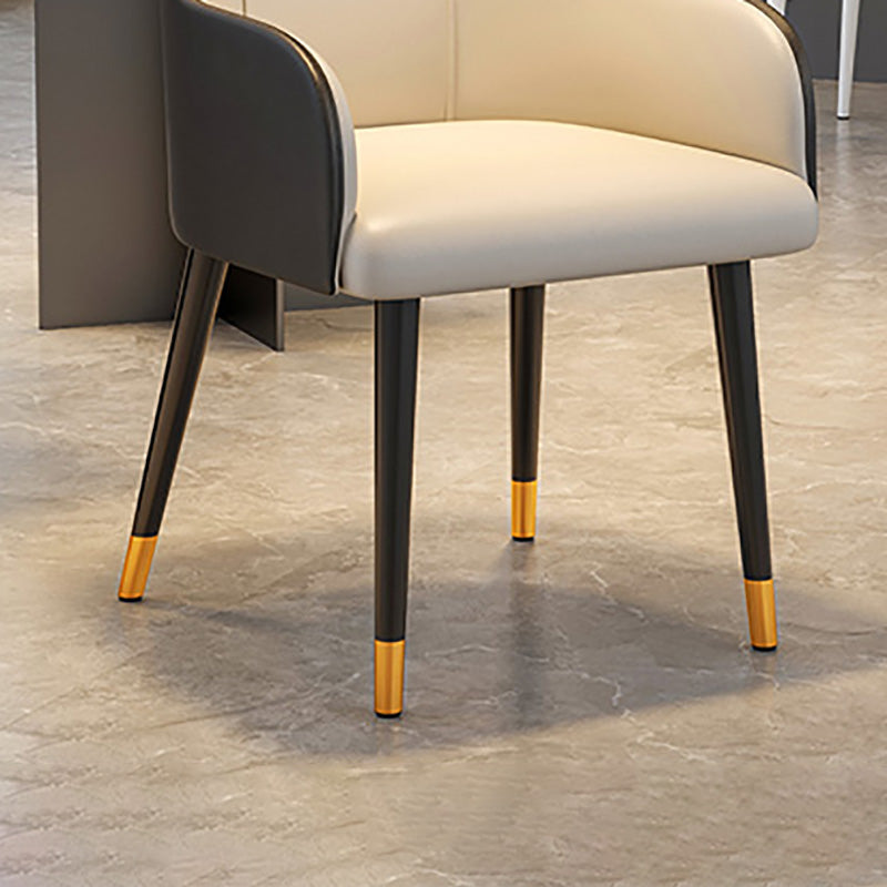 Glam Faux Leather Dining Chairs Metal Arm Dining Room Chairs Clearhalo 'Dining Chairs' 'Dining Tables & Seating' 'dining_chair' 'furn' 'furn_dining_chair' 'Furniture' 'Kitchen & Dining Furniture' 6267196