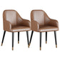 Glam Faux Leather Dining Chairs Metal Arm Dining Room Chairs Brown 2 Piece Set Clearhalo 'Dining Chairs' 'Dining Tables & Seating' 'dining_chair' 'furn' 'furn_dining_chair' 'Furniture' 'Kitchen & Dining Furniture' 6267197