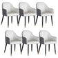 Glam Faux Leather Dining Chairs Metal Arm Dining Room Chairs Off-White 6 Piece Set Clearhalo 'Dining Chairs' 'Dining Tables & Seating' 'dining_chair' 'furn' 'furn_dining_chair' 'Furniture' 'Kitchen & Dining Furniture' 6267203