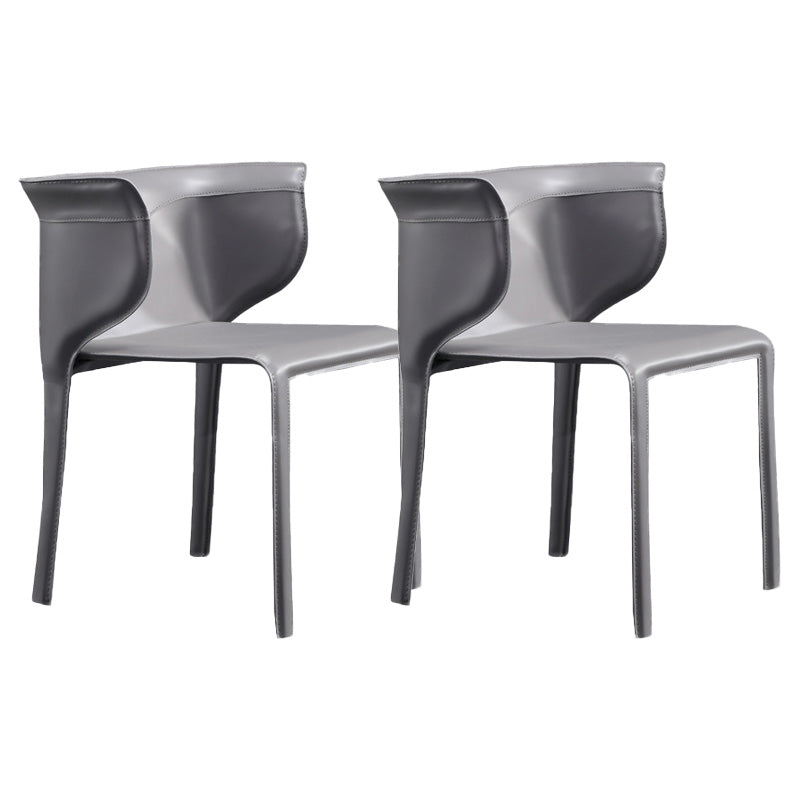 Contemporary Metal Dining Room Chairs Arm Leather Dining Chairs for Home Use Dark Gray 2 Piece Set Clearhalo 'Dining Chairs' 'Dining Tables & Seating' 'dining_chair' 'furn' 'furn_dining_chair' 'Furniture' 'Kitchen & Dining Furniture' 6267213