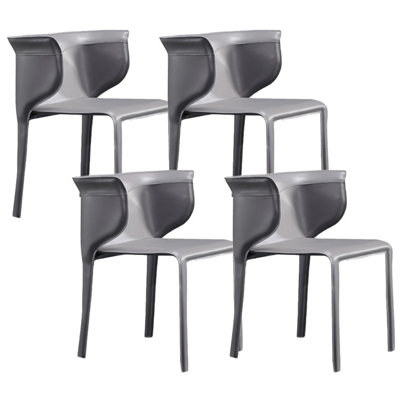 Contemporary Metal Dining Room Chairs Arm Leather Dining Chairs for Home Use Dark Gray 4 Piece Set Clearhalo 'Dining Chairs' 'Dining Tables & Seating' 'dining_chair' 'furn' 'furn_dining_chair' 'Furniture' 'Kitchen & Dining Furniture' 6267214
