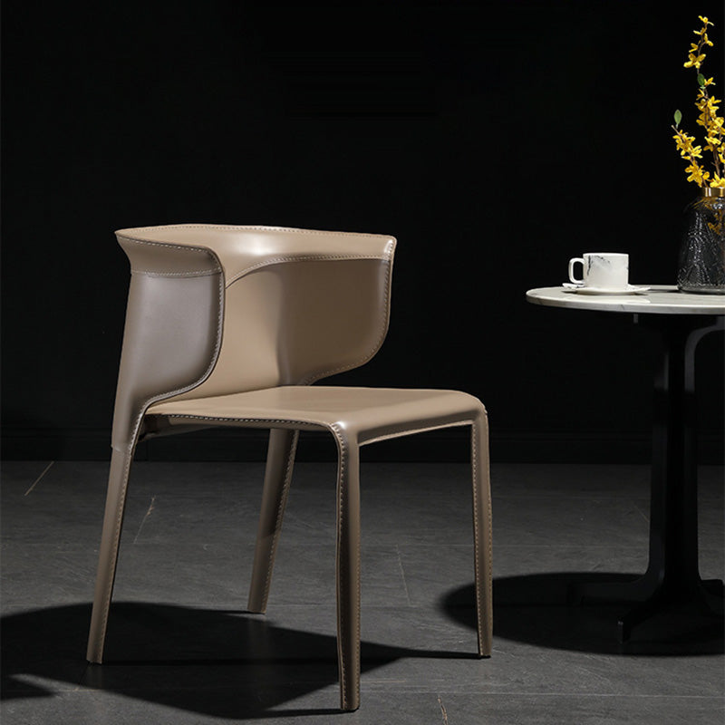 Contemporary Metal Dining Room Chairs Arm Leather Dining Chairs for Home Use Clearhalo 'Dining Chairs' 'Dining Tables & Seating' 'dining_chair' 'furn' 'furn_dining_chair' 'Furniture' 'Kitchen & Dining Furniture' 6267215