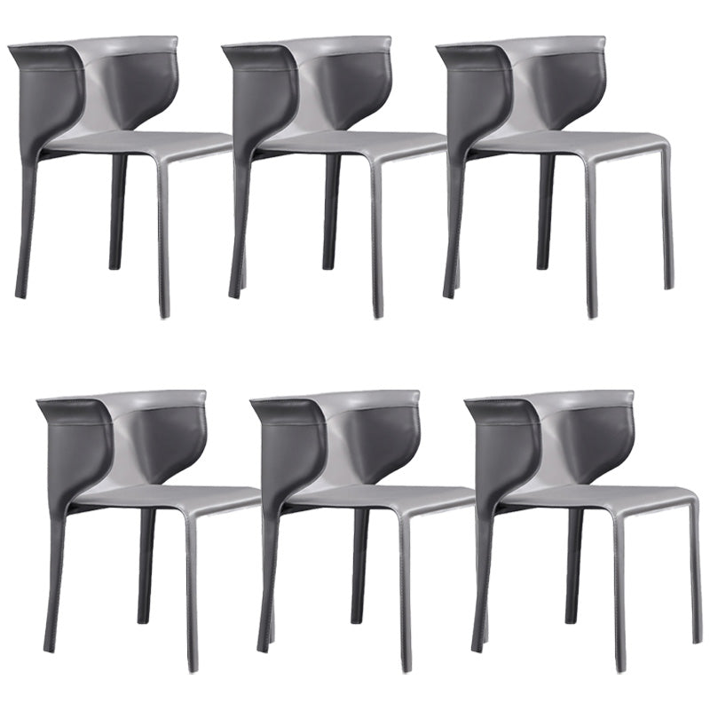 Contemporary Metal Dining Room Chairs Arm Leather Dining Chairs for Home Use Dark Gray 6 Piece Set Clearhalo 'Dining Chairs' 'Dining Tables & Seating' 'dining_chair' 'furn' 'furn_dining_chair' 'Furniture' 'Kitchen & Dining Furniture' 6267217