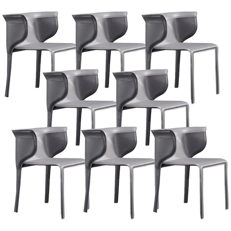 Contemporary Metal Dining Room Chairs Arm Leather Dining Chairs for Home Use Dark Gray 8 Piece Set Clearhalo 'Dining Chairs' 'Dining Tables & Seating' 'dining_chair' 'furn' 'furn_dining_chair' 'Furniture' 'Kitchen & Dining Furniture' 6267218