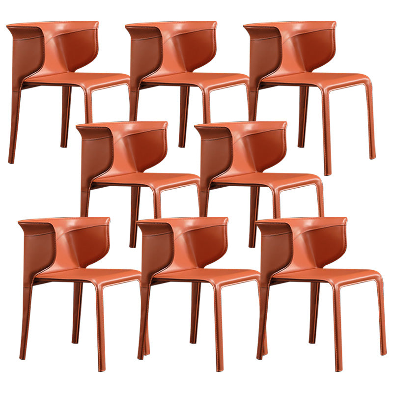 Contemporary Metal Dining Room Chairs Arm Leather Dining Chairs for Home Use Brown 8 Piece Set Clearhalo 'Dining Chairs' 'Dining Tables & Seating' 'dining_chair' 'furn' 'furn_dining_chair' 'Furniture' 'Kitchen & Dining Furniture' 6267228