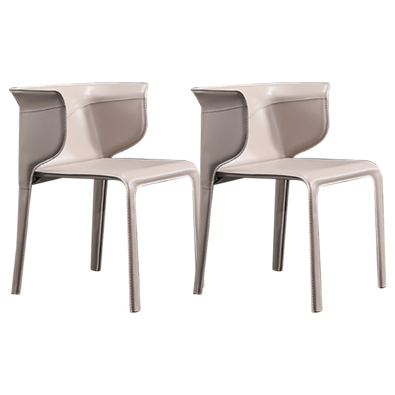 Contemporary Metal Dining Room Chairs Arm Leather Dining Chairs for Home Use Khaki 2 Piece Set Clearhalo 'Dining Chairs' 'Dining Tables & Seating' 'dining_chair' 'furn' 'furn_dining_chair' 'Furniture' 'Kitchen & Dining Furniture' 6267230