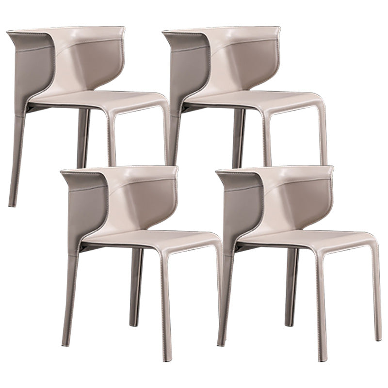 Contemporary Metal Dining Room Chairs Arm Leather Dining Chairs for Home Use Khaki 4 Piece Set Clearhalo 'Dining Chairs' 'Dining Tables & Seating' 'dining_chair' 'furn' 'furn_dining_chair' 'Furniture' 'Kitchen & Dining Furniture' 6267231