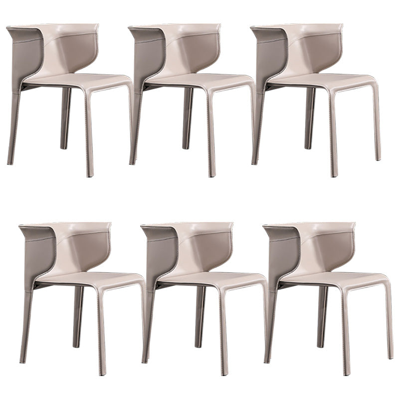 Contemporary Metal Dining Room Chairs Arm Leather Dining Chairs for Home Use Khaki 6 Piece Set Clearhalo 'Dining Chairs' 'Dining Tables & Seating' 'dining_chair' 'furn' 'furn_dining_chair' 'Furniture' 'Kitchen & Dining Furniture' 6267232