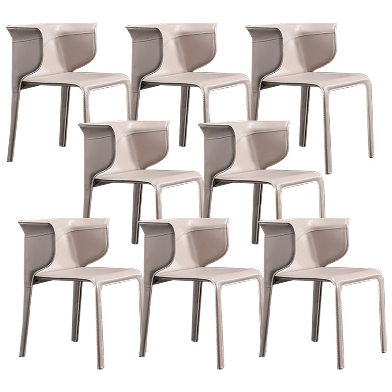 Contemporary Metal Dining Room Chairs Arm Leather Dining Chairs for Home Use Khaki 8 Piece Set Clearhalo 'Dining Chairs' 'Dining Tables & Seating' 'dining_chair' 'furn' 'furn_dining_chair' 'Furniture' 'Kitchen & Dining Furniture' 6267233